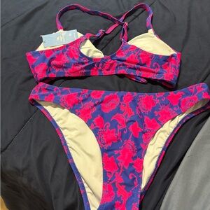 Floral Bikini Set in Pink and Blue